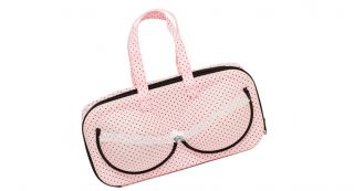 Braza Pink Black Polka Dot Bra Protector Travel Bag