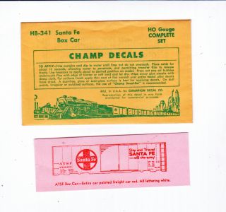 Santa FE Boxcar Champ Decals HO Scale Decal HB 341