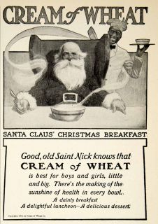 1905 Ad Cream Wheat Breakfast Cereal Santa Claus Health Meal African 