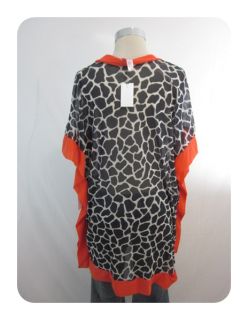 New Sweet Pea Black Multi Giraffe V Neck Batwing Mesh Shirt Medium $78 