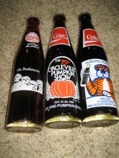 Different Coca Cola Coke Soda Pop 10 ounce Bottles in Excellent 