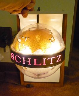 Schlitz Rotating Globe Bar Light 1960s Works Great Nice Shape Rare