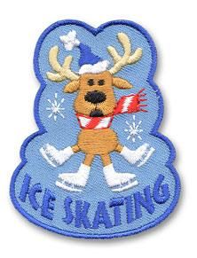 Girl Boy Cub Ice Skating Reindeer Fun Patches Crests Badges Scout 