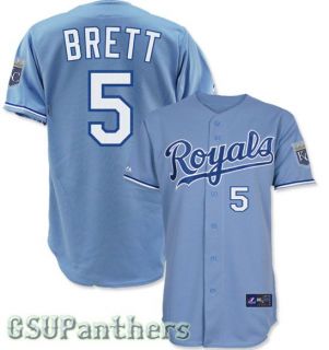  Brett Kansas City Royals Alternate Blue Mens Replica Jersey Sz M 