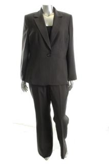Tahari New Brad Gray 2 PC Pinstripe Flat Front Pant Suit Plus 12 BHFO 