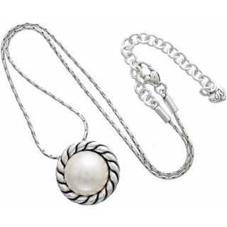 Brighton Jewelry Pearl Majic Necklace Reversable Pearl Crystal Awesome 