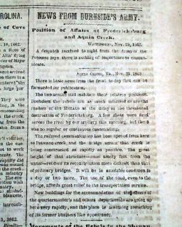 1862 Old Civil War Newspaper Braxton Braggs Plantation Captured Cove 