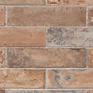 Red Rust Brick Wall Wallpaper/ Earth Tone Faux Stone Prepasted Vinyl 