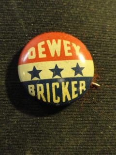 Dewey Bricker 1944 Presidential Campaign Button 73686