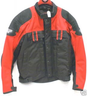 First Gear Red Black Trekker Mens Motorcycle Jacket XL