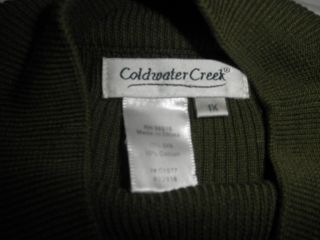 Coldwater Creek Dark Green Sweater Ribbed Womens Size 1x XL Stretches 