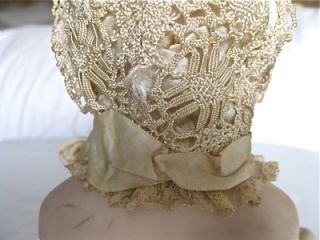 small antique baby dolls lace bonnet very pretty
