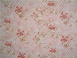 Antique Vintage Wool Filled Floral Pink Welsh Quilt