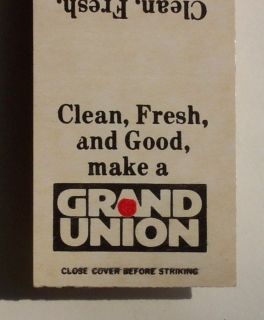 1990s Matchbook Grand Union Supermarket Brattleboro VT