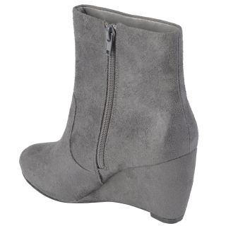 Brinley Co Womens Sueded Round Toe Wedge Boots