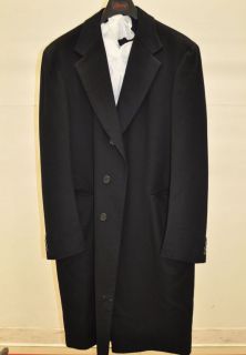 BRIONI Mens Black Pure Cashmere Overcoat Sz 42 Made in Italy Luxurious 