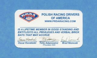 Prda Polish Racing Drivers Membership Card Signed by Kovleski 