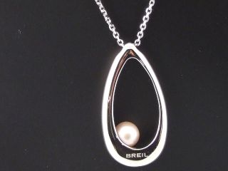 Breil Dew Necklace in Stainless Steel and Natural Pink Pearl Jewel 