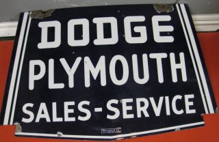 Dodge Plymouth Sales   Service Sign Double sided porcelain c. 1930s 