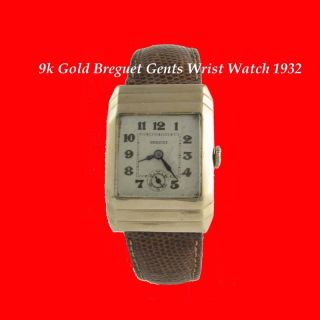 RARE 9K Gold Breguet Mens Deco Vintage Watch 1932