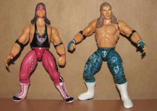 Bret Hart Shawn Michaels WWF RARE Used Jakks BCA Figure Set WWE Lot 