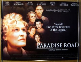 PARADISE ROAD (1997) Cinema Quad Movie Poster   Glenn Close, Frances 