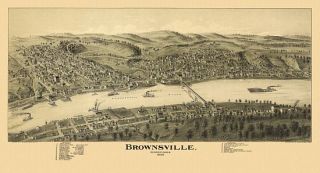 Brownsville Birds Eye View Map 1902 Pennsylvania Fayette County 