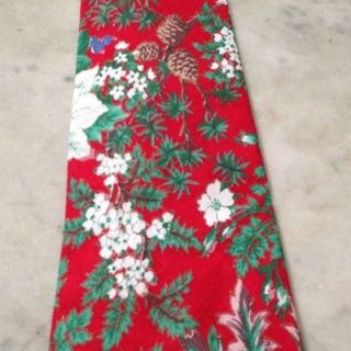 Holiday Clip on Pine Cone Mistle Toe Acorn Red Print Tie 18 1/8 Long
