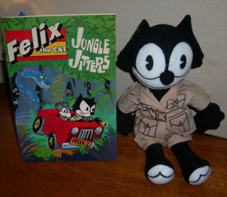 Vintage 1990~Felix the Cat on Safari~ Stuffed toy w/book Jungle 