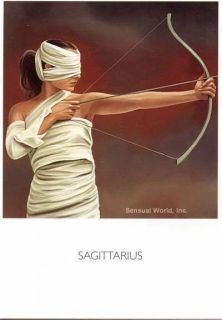 Zodiac Sagittarius Bound & Blindfolded Sexy Girl Postcard Archery Bow