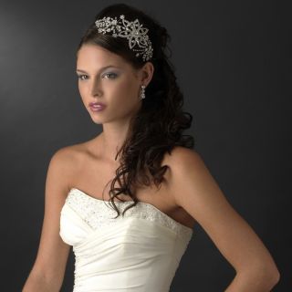 New Silver Vintage Style Bridal Wedding Headband with Crystal Floral 
