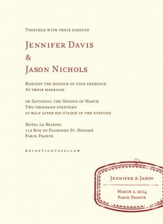 Passport Wedding Invitations and RSVP with Envelopes