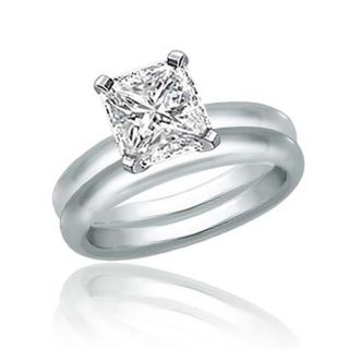 00 Carat Radiant Cut Diamond Bridal Set in 14k White Gold
