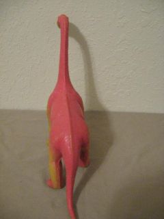 Vintage 1985 Imperial Rubber Dinosaur Hot Pink and Yellow