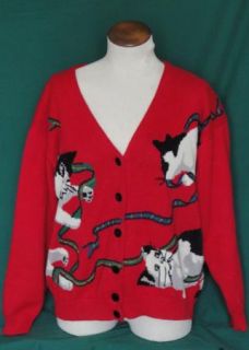 Fab Vintage Susan Bristol Kitty Cat Christmas Sweater M B44