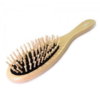 New Natural Wooden Hair Comb Brush Round Wood Bristles Spa Massage 