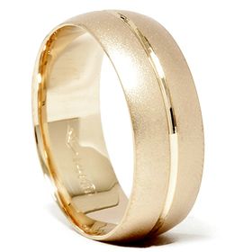 8mm Brushed 14k Yellow Gold Comfort Fit Wedding Ring Band Solid 