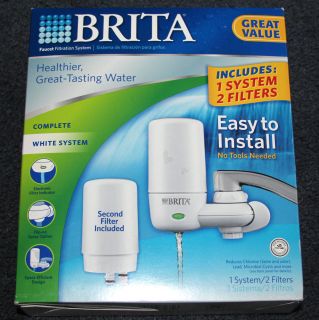   Filter New White Faucet Mount Brita w 2 Filters Fast Shipping