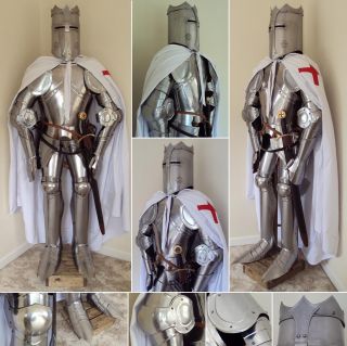 Authentic Design   English Grand Knights Templar Full Suit Of Armour.