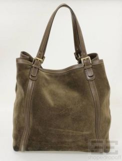 Gucci Taupe Suede Leather Trim Britt Large Tote Bag