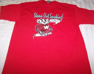 Bucky Wisconsin Badgers Anti Tobacco Shirt XL UW Madison Stomp Out 