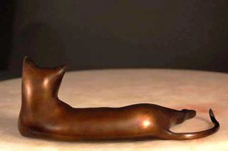 Bronze Cat Sculpture Modern Rendition of Siamese
