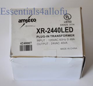 New Amseco XR 2440LED Plug in Transformer 24VAC 40VA Potter Brand 