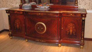Cherry French Empire Breakfront Buffet Sideboard