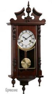 Brookwood Wall Clock w Winding Key Swinging Pendulum Chimes Brand New 