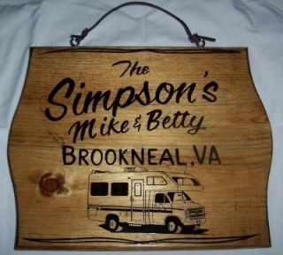 Class C Motor Home RV Wood Camping Sign Personalize It