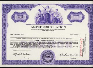 Ampet Corporation Broomall PA Blank not Issued