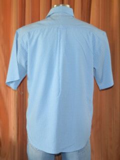 Bugatchi Uomo Short Sleeve Blue Black Modal Rayon Polyester Shirt Mens 