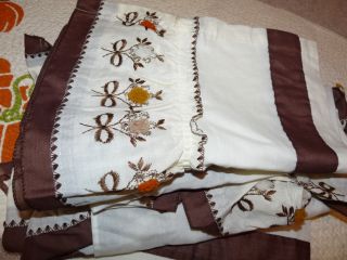 Vtg Kitchen Curtains  Valance Brown Country