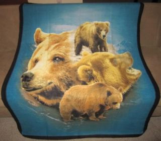 New Brown Grizzly Bears Soft Fleece Throw Gift Lap Blanket Rustic 